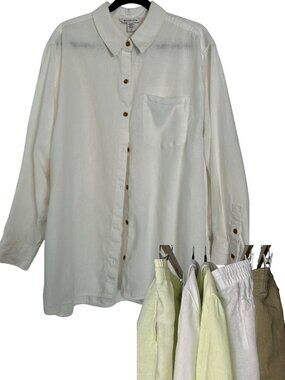Athleta Linen Women’s Resort Top in Color Calla Lily